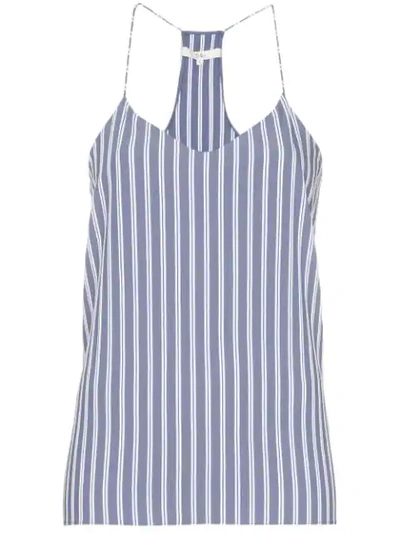 Tibi Stripe Twill Racerback Camisole In Blue