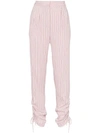 TIBI STRIPED DRAWSTRING-GATHERED TROUSERS