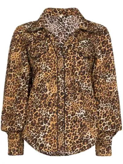 Johanna Ortiz Leopard-print Poplin Oversize Shirt In Brown