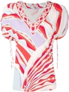 EMILIO PUCCI BURLE PRINT RUCHED SHORT SLEEVED TOP
