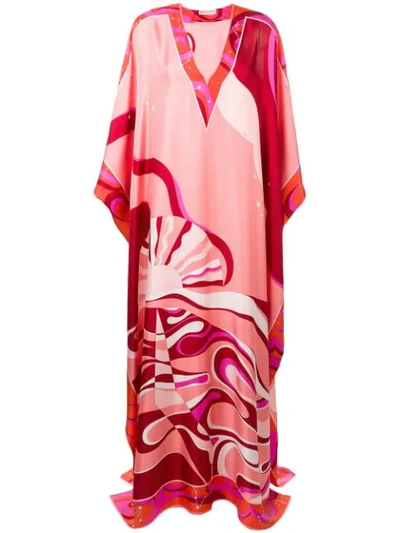 Emilio Pucci Copacabana Print Silk Kaftan Dress In Fuchsia