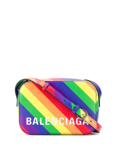 Balenciaga Lgbtqia+ Pride Rainbow Leather Crossbody Camera Case In Green