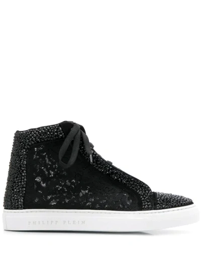 Philipp Plein 晶饰高帮板鞋 - 黑色 In Black