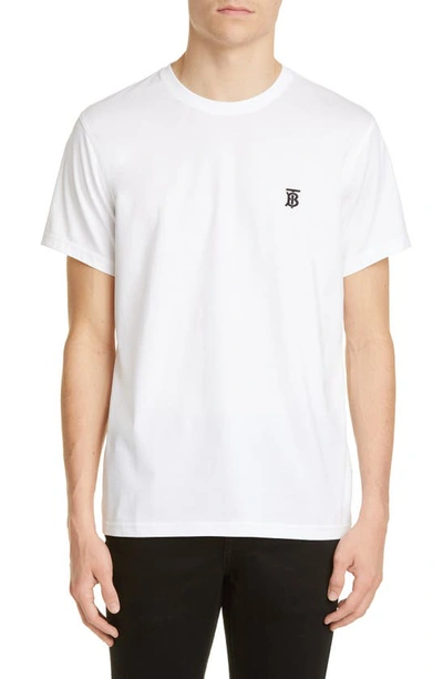 Burberry Parker Logo-embroidered Cotton-blend T-shirt In White