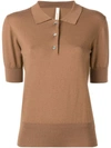 EXTREME CASHMERE EXTREME CASHMERE FINE KNIT POLO TOP - BROWN