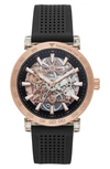 MICHAEL MICHAEL KORS GREER SKELETON SILICONE STRAP WATCH, 43MM,MK9041