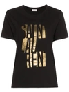 Saint Laurent Contrast Logo Graphic Tee In Black