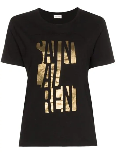 Saint Laurent Logo Print T-shirt - 黑色 In Black