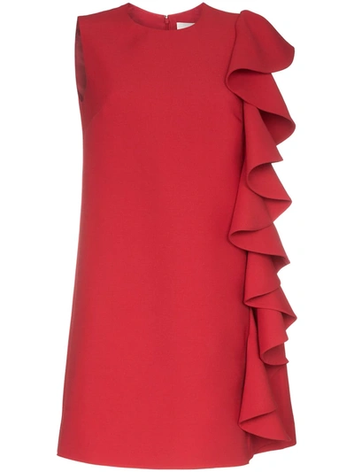 Valentino Ruffle-trimmed A-line Mini Dress In Red