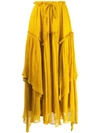 Twinset Flounce Maxi Skirt In 03718 Honey Gold