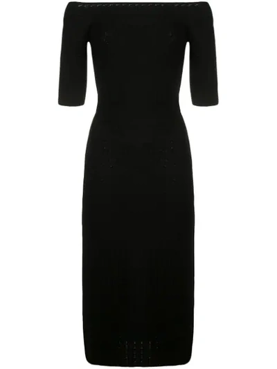 Altuzarra Stansfield Off-the-shoulder Pointelle-knit Dress In Black