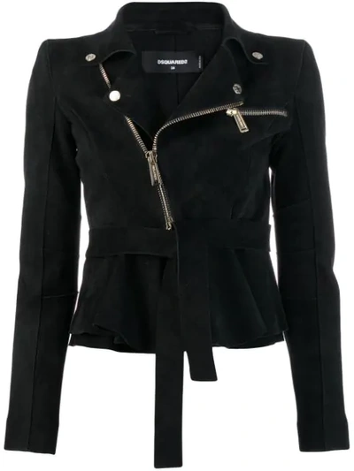 Dsquared2 Velvet Biker Blazer In Black