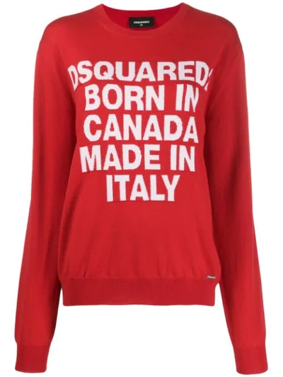 Dsquared2 Born In Canada Knit Jumper In Red