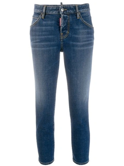 Dsquared2 Cropped Slim-fit Jeans In Blue