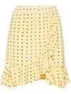 GANNI DAISY PRINT WRAP SKIRT