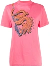 MARINE SERRE MARINE SERRE T-SHIRT WITH CHINESE DRAGON PRINT - PINK