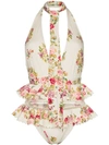 ZIMMERMANN HONOUR RUFFLED FLORAL PRINT SWIMSUIT