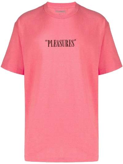 Pleasures Embroidered Logo T-shirt In Pink