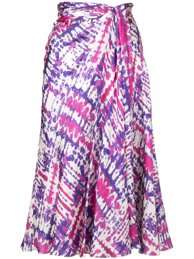 Prabal Gurung Wrap-waist Tie-dye Midi Skirt In Purple