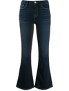 Frame Le Pixie Cropped High-rise Flared Jeans In Blue