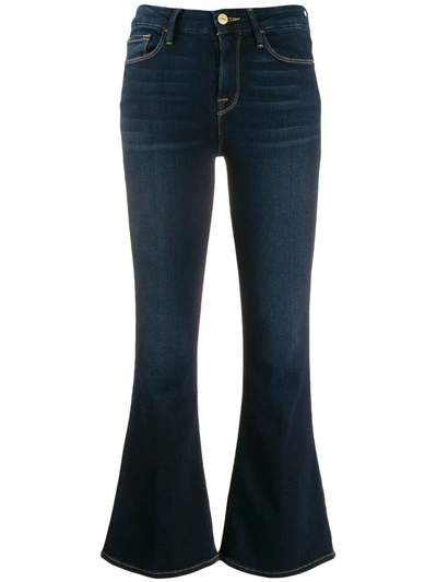 Frame Le Pixie Cropped High-rise Flared Jeans In Blue