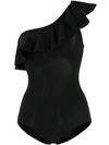 ISABEL MARANT ISABEL MARANT ONE SHOULDER RUFFLE SWIMSUIT - BLACK