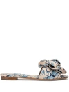 Tabitha Simmons Johanna Ortiz Camilla Bow-embellished Floral-print Satin Slides In Pink