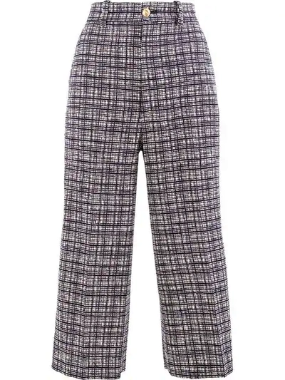 Gucci Check Patterned Cropped Trousers In Blue