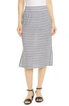 EILEEN FISHER STRIPE ORGANIC LINEN KNIT SKIRT,S9BEG-S4097M