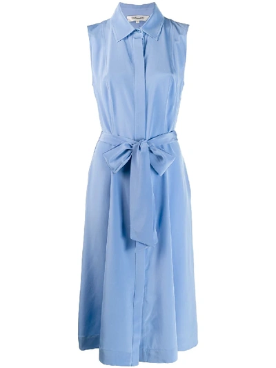 Diane Von Furstenberg Demi Sleeveless Silk Shirtdress In Blue | ModeSens