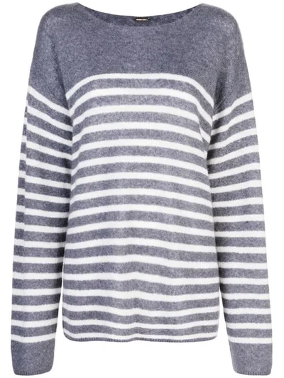 Adam Lippes Brushed-cashmere Breton-striped Boat-neck Jumper In Blue