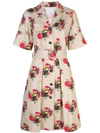 ADAM LIPPES FLORAL PRINT BELTED DRESS