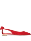 Aquazzura Bow Tie Suede Ballet Flats In Red