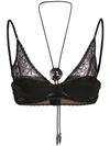 ALEXANDER WANG ALEXANDER WANG LACE BRALETTE WITH BOLO TIE - BLACK