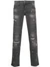 PHILIPP PLEIN DISTRESSED FITTED JEANS