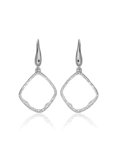 Monica Vinader 'riva' Diamond Hoop Drop Earrings In Silver