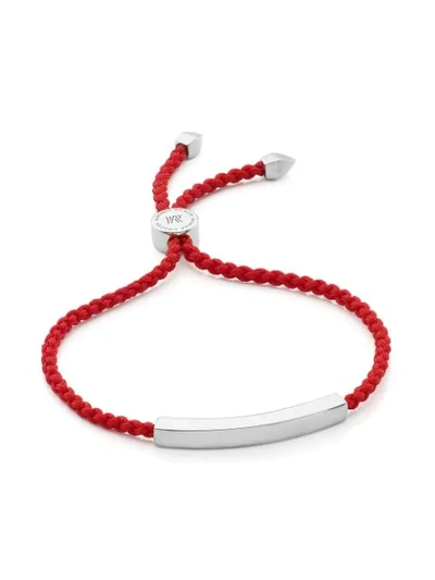 Monica Vinader Linear Sterling Silver Friendship Bracelet In Red