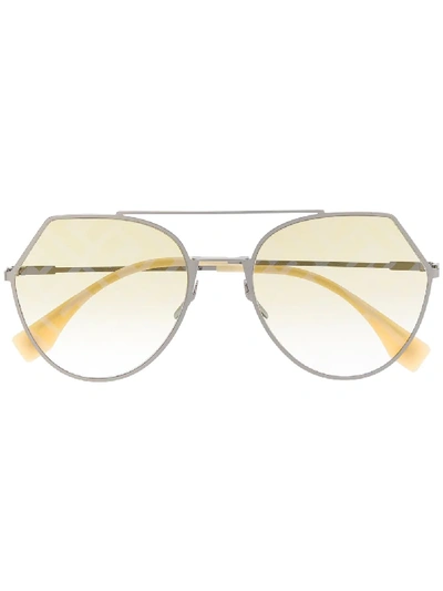 Fendi Eyewear Ff Aviator Sunglasses - Silver In White