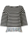 COOHEM FRINGED STRIPED T-SHIRT