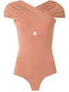 AMIR SLAMA RUCHED CROSSOVER BODY TOP