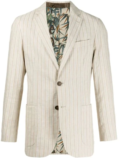 Etro Striped Linen-blend Blazer In Neutrals