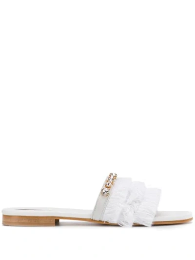 Emanuela Caruso Fringed Open-toe Sandals In White