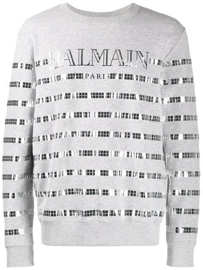 Balmain Mirror Application Sweatshirt In Grey