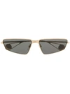 Gucci Eyewear Curved Rectangular Frame Sunglasses - Gold