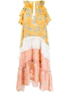 Three Floor Flower Child Dress In Yellow