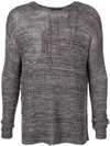 THE VIRIDI-ANNE DISTRESSED ROUND NECK SWEATER