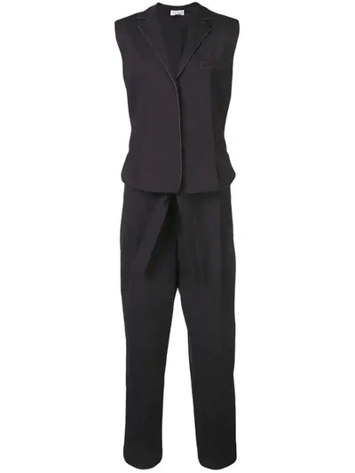 Brunello Cucinelli Poplin Pyjama Jumpsuit In Black