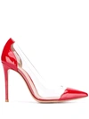 Gianvito Rossi Plexi Pumps In Tabasco Red Trasp