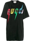 Gucci Sequinned Logo Cotton T-shirt In Black