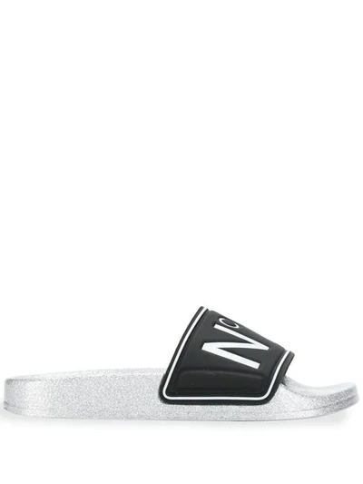 N°21 Nº21 Logo Sliders - Black In Black,silver